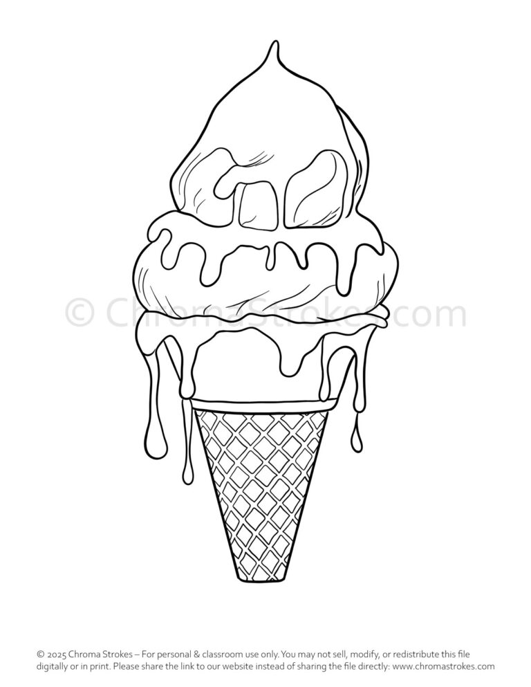 Ice Cream Free Coloring Page