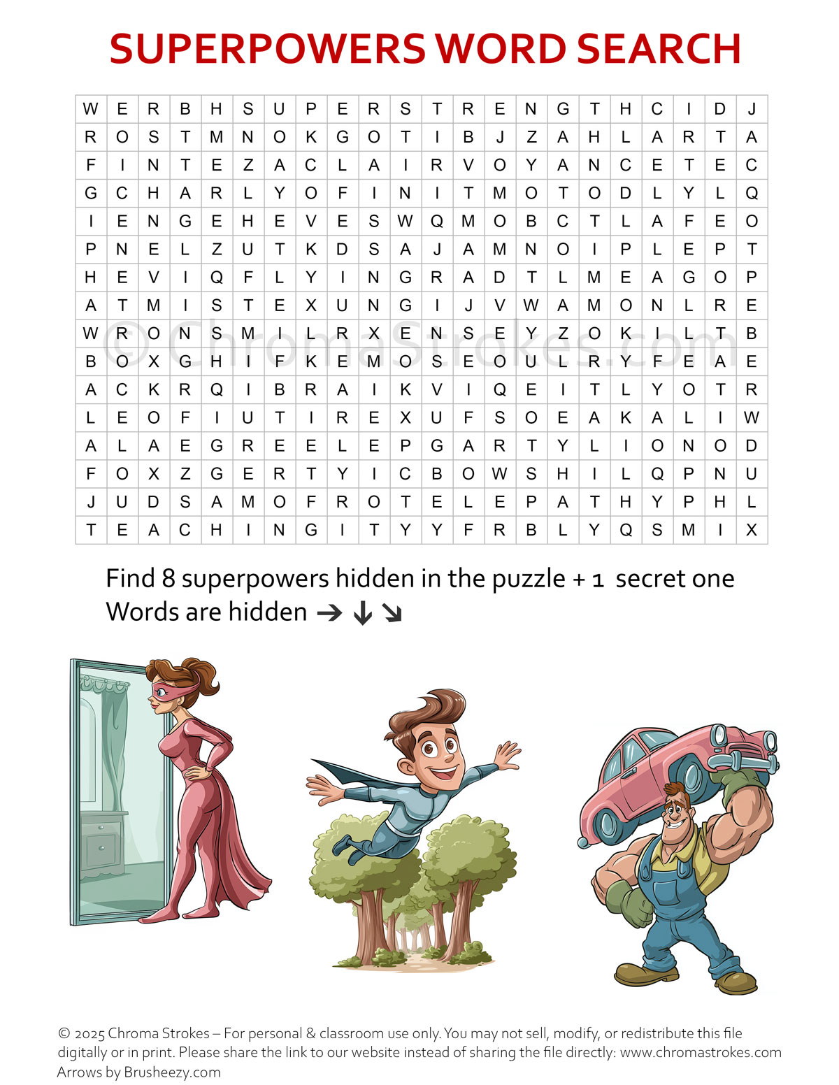 Superpowers Wordsearch – Hard Level