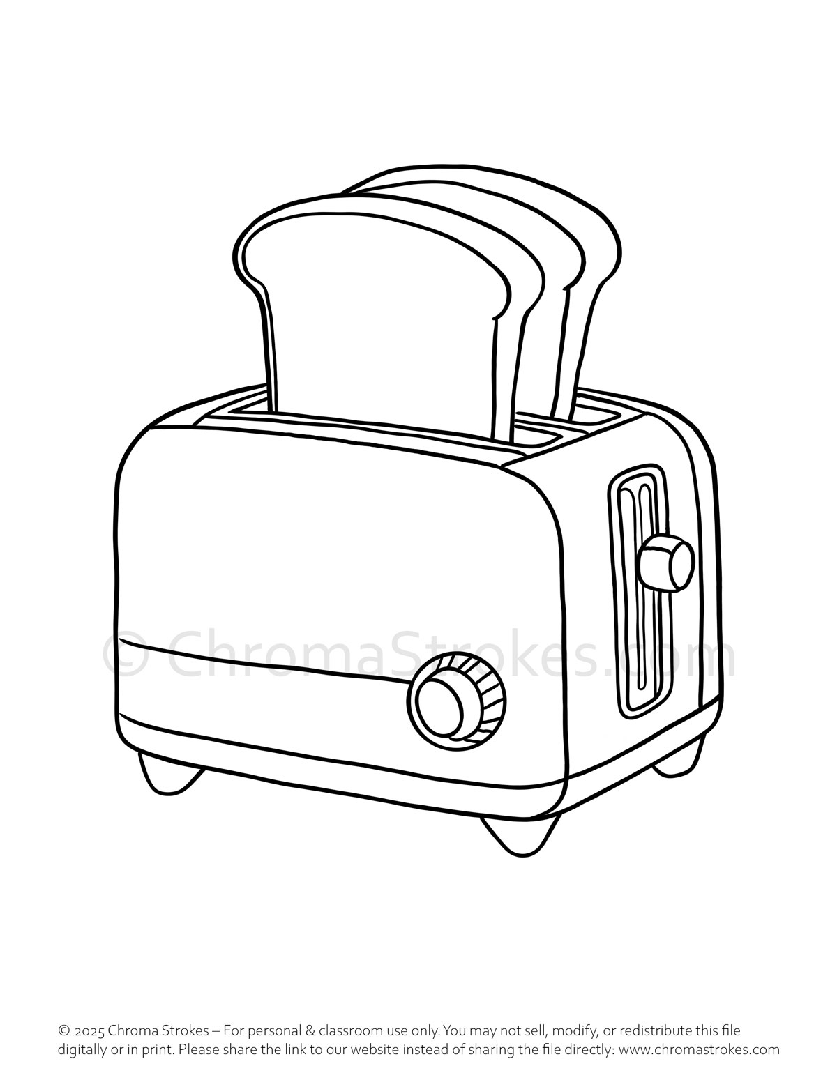 Toaster Free Printable Coloring Page