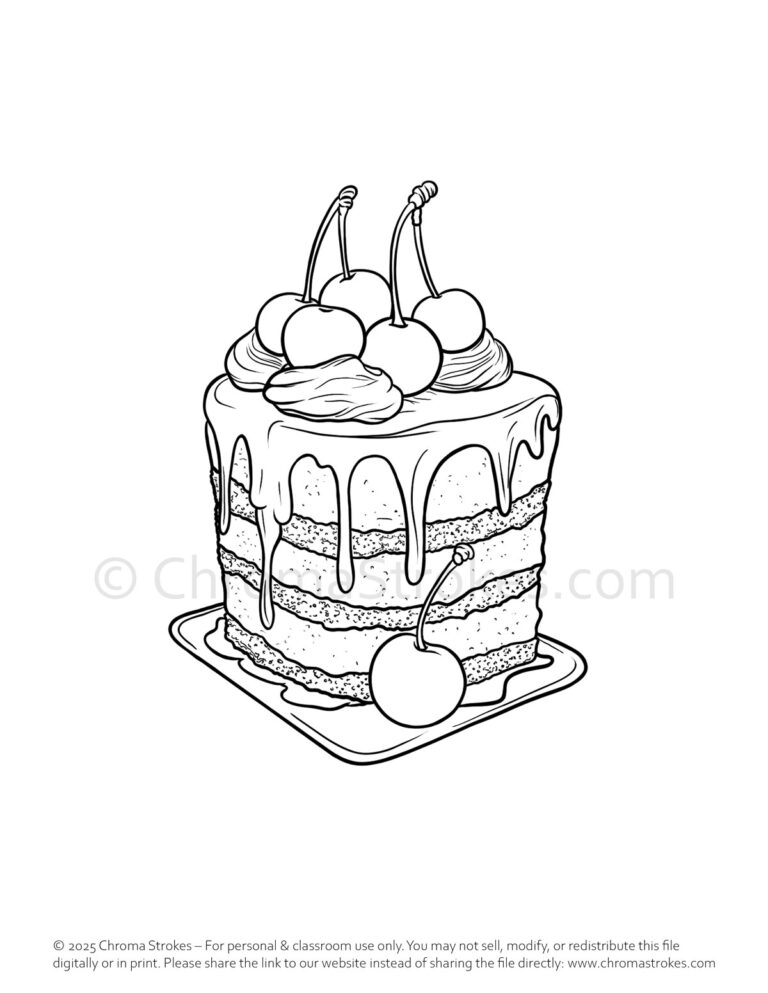 Cherry Cake Coloring Page