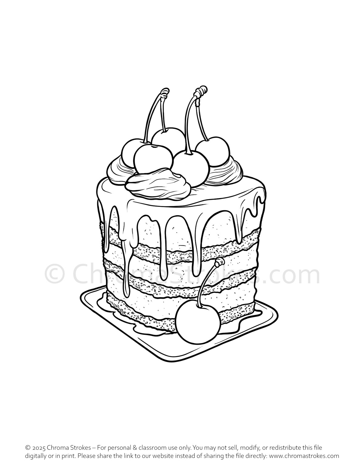 Free Cake Coloring Page