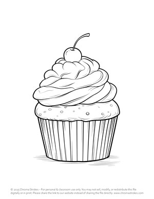 Cupcake Free Coloring Page