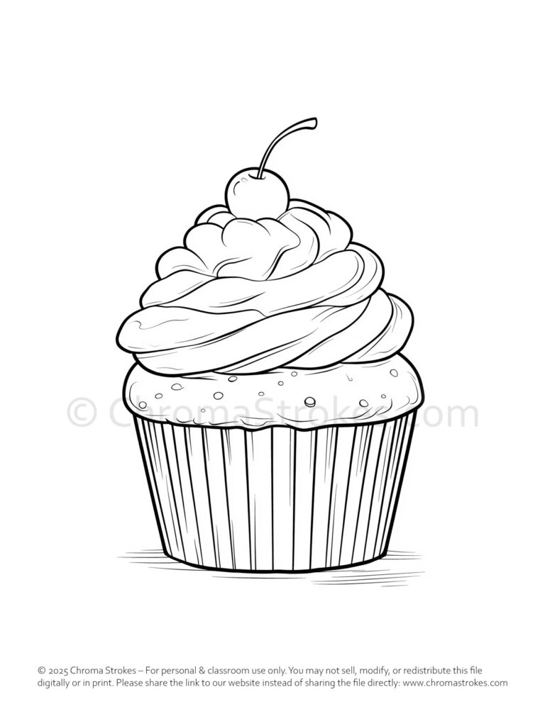 Cupcake Free Coloring Page