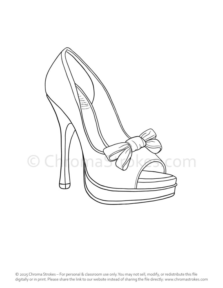 Women's shoe coloring page