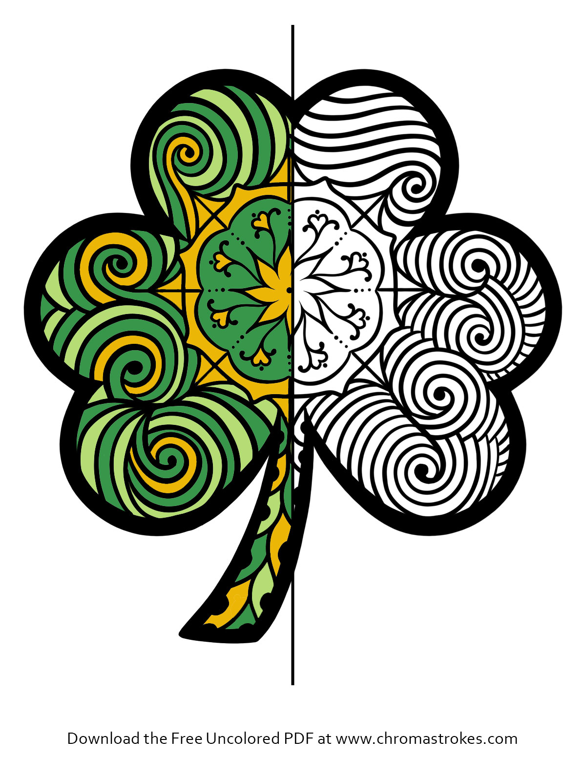 Free Shamrock Mandala Coloring Page
