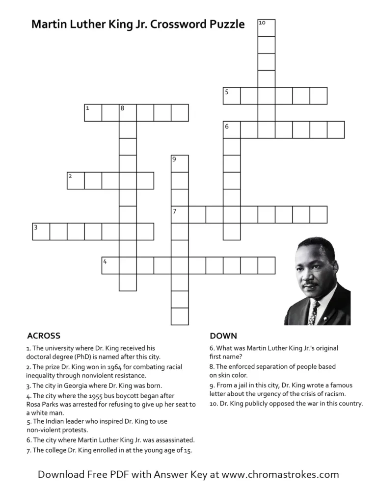 Martin Luther King Jr. Crossword Puzzle