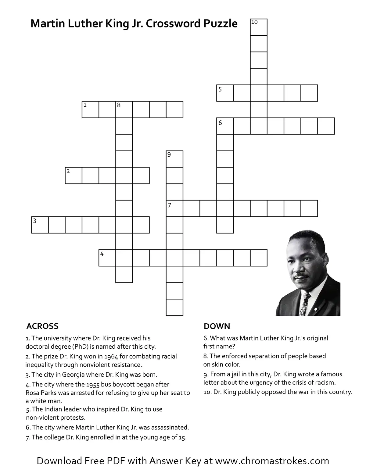 Martin Luther King Jr. Crossword Puzzle