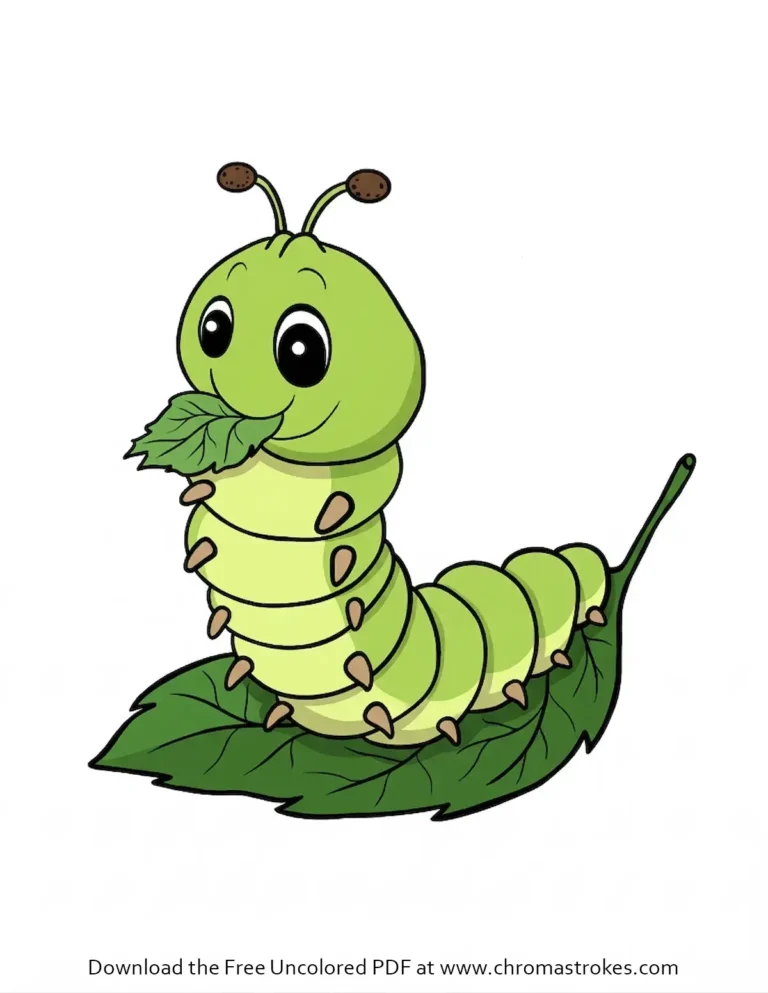 Cute Caterpillar Free Coloring Page for kids