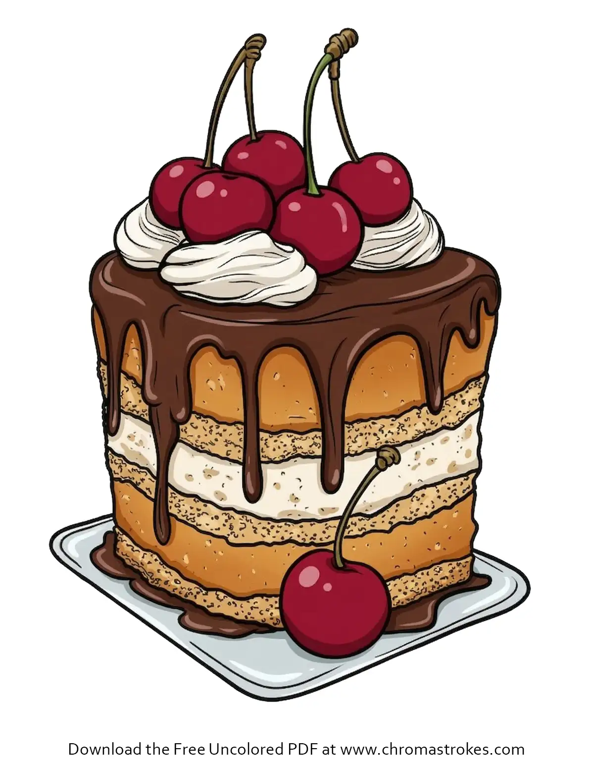 Free Cake Coloring Page
