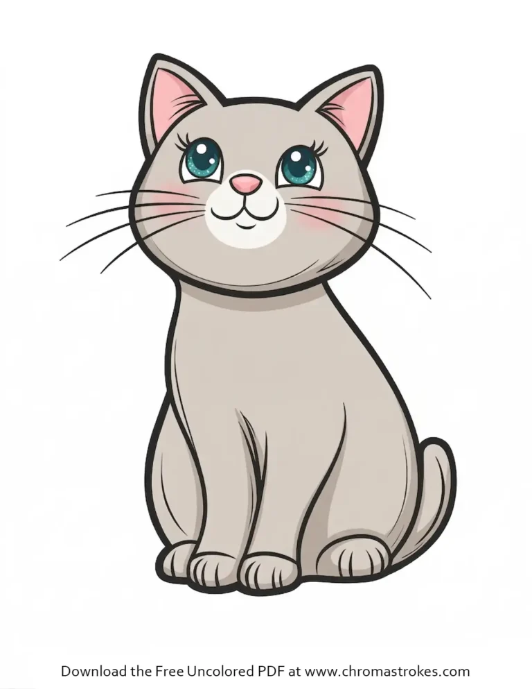 Cute Cat Easy coloring Page for toddlers