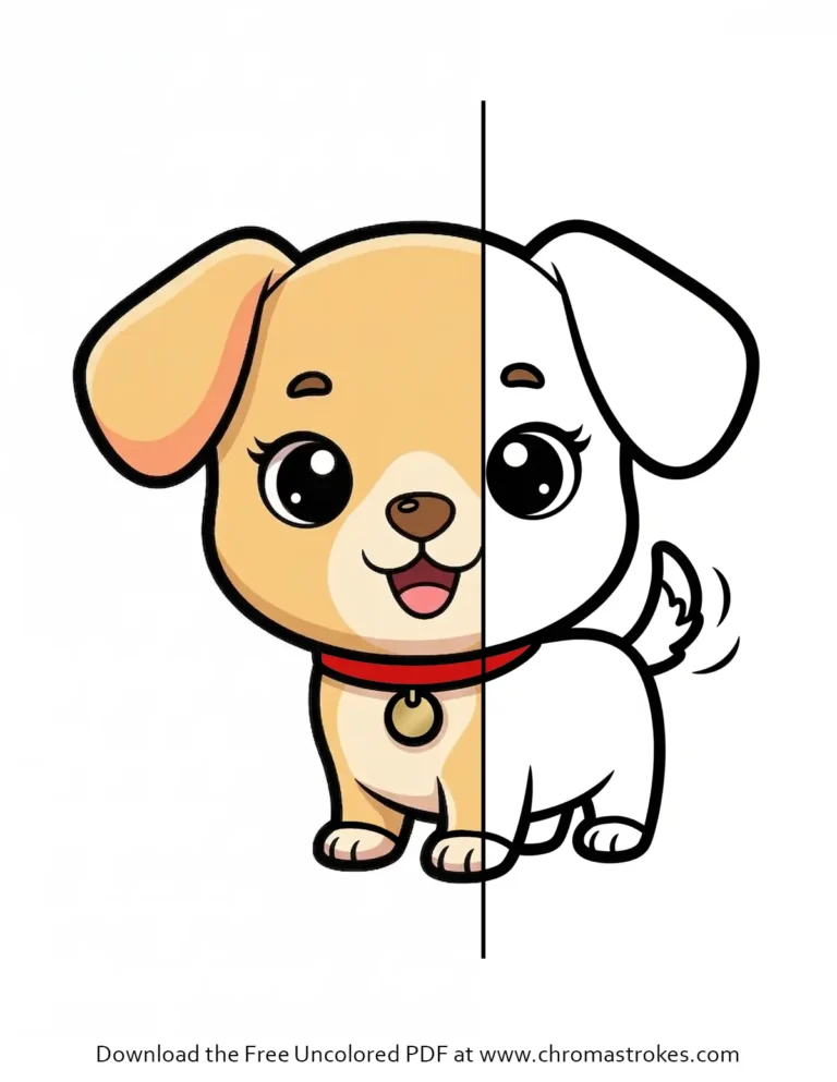 Cute Puppy Coloring Page for toddlers
