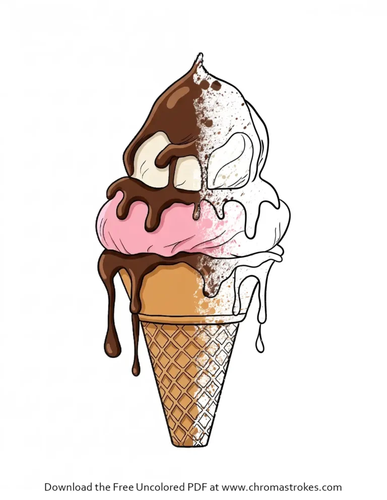 Melting ice cream free coloring page