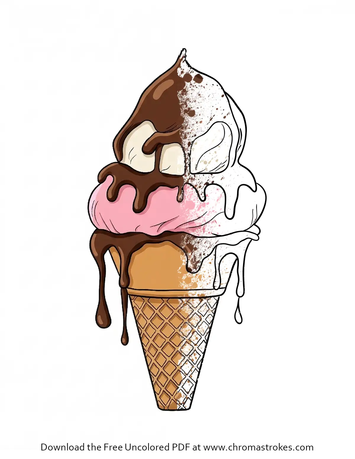 Ice Cream Free Coloring Page