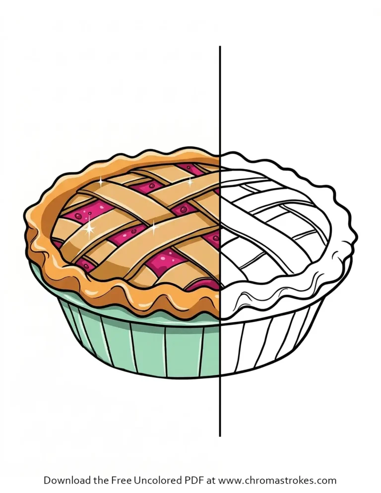 Pie Coloring Page for kids and adults