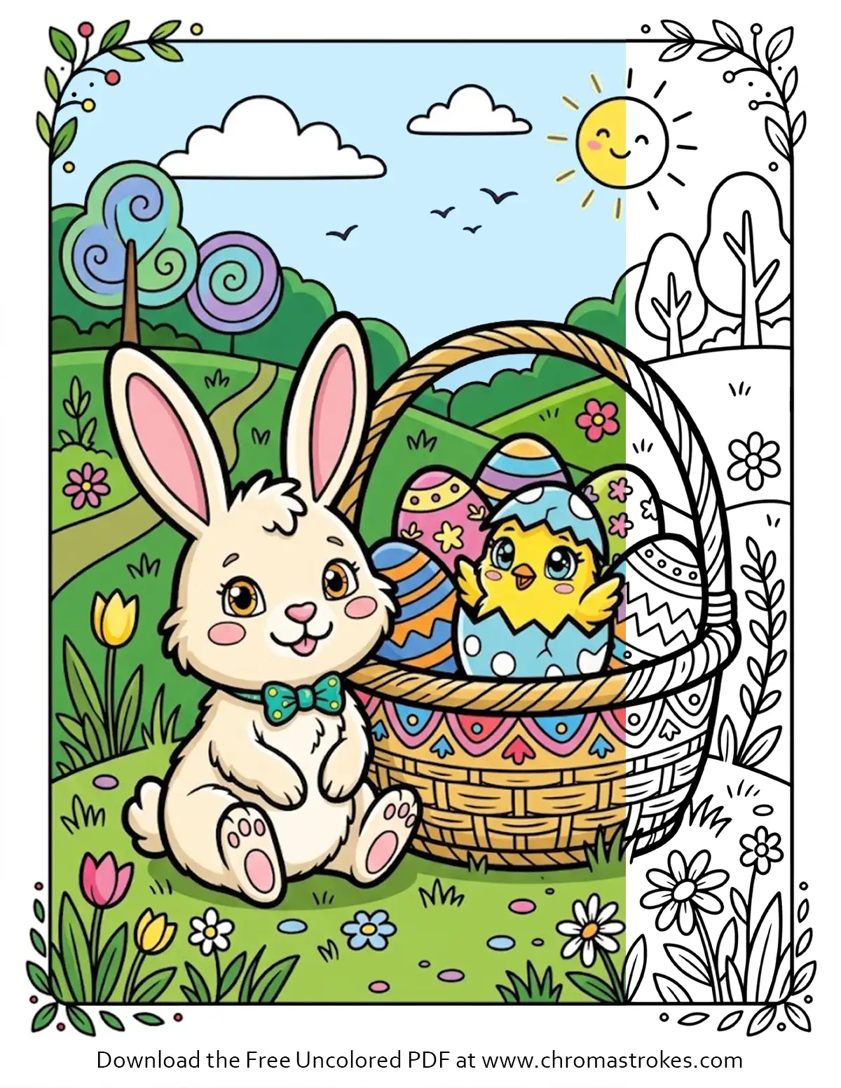 Cute Easter Bunny Coloring Page