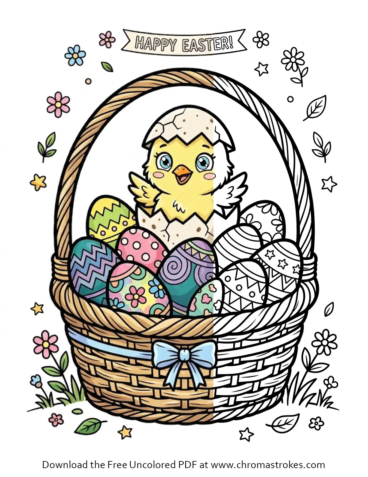 Cute Easter Chick Coloring Page