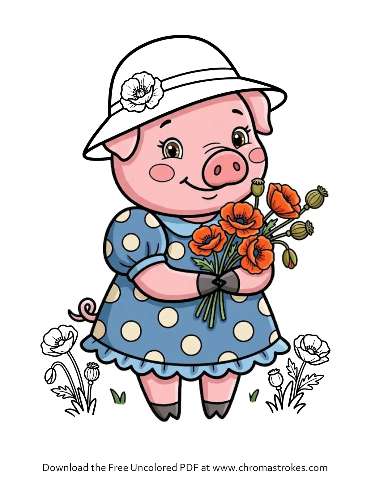 Stylish Pig Coloring Page