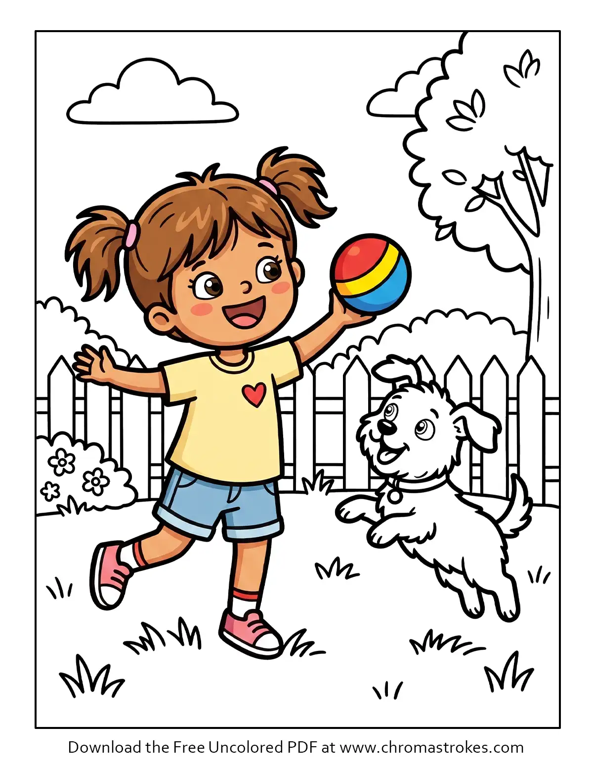 Backyard Play – Summer Coloring Page