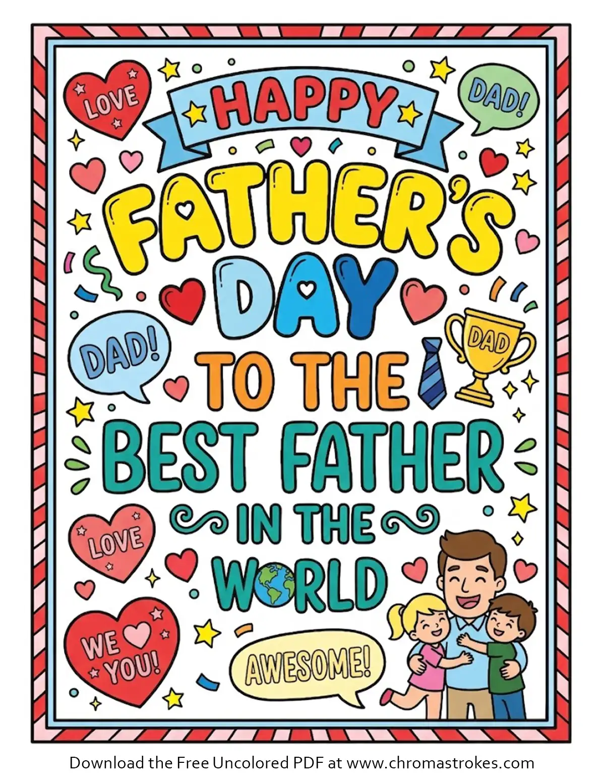 Happy Father’s Day Coloring Page: Best Dad in the World