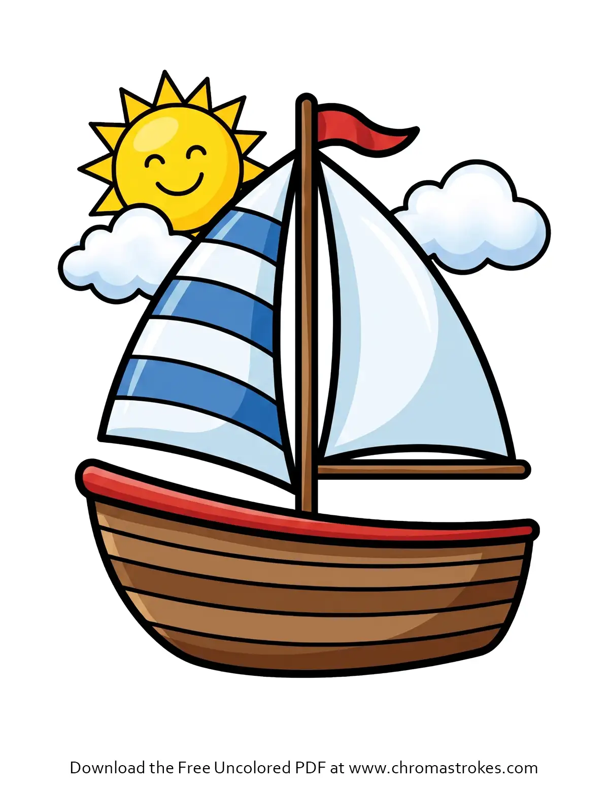 Easy Boat Coloring Page for Preschool