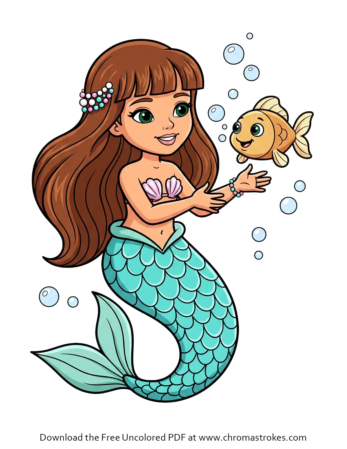 Beautiful Mermaid Coloring Page