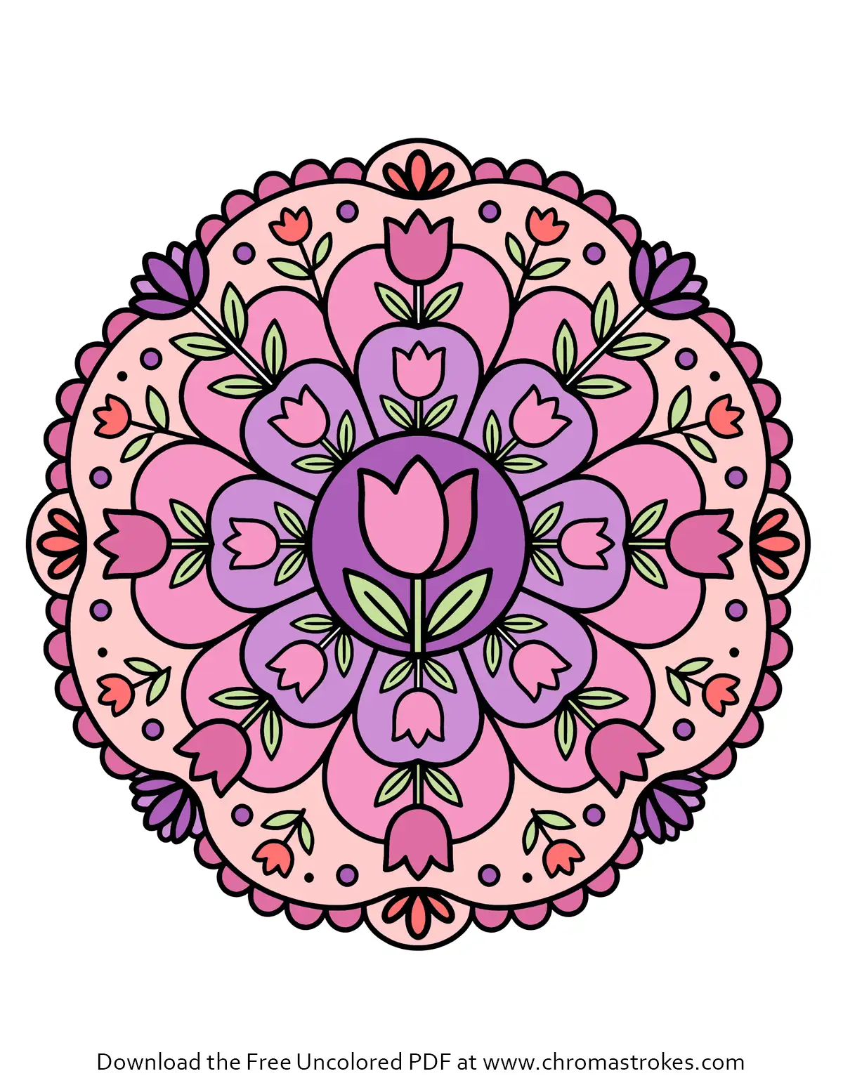 Tulip Mandala Coloring Page