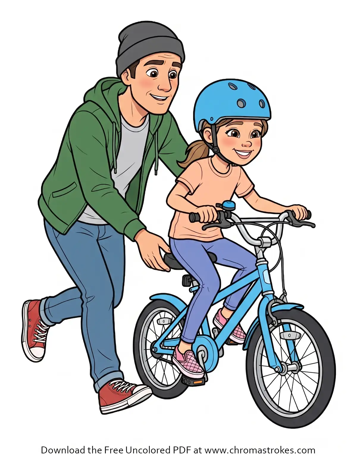 Father’s Day Coloring Page: Learning to Ride a Bike