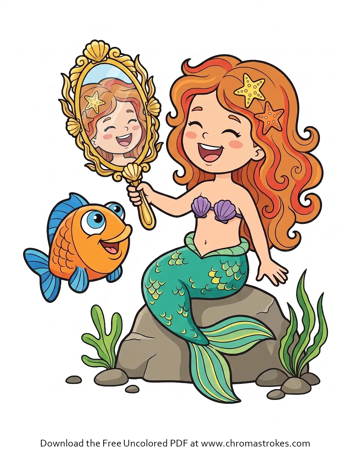 Cute Mermaid Coloring Page
