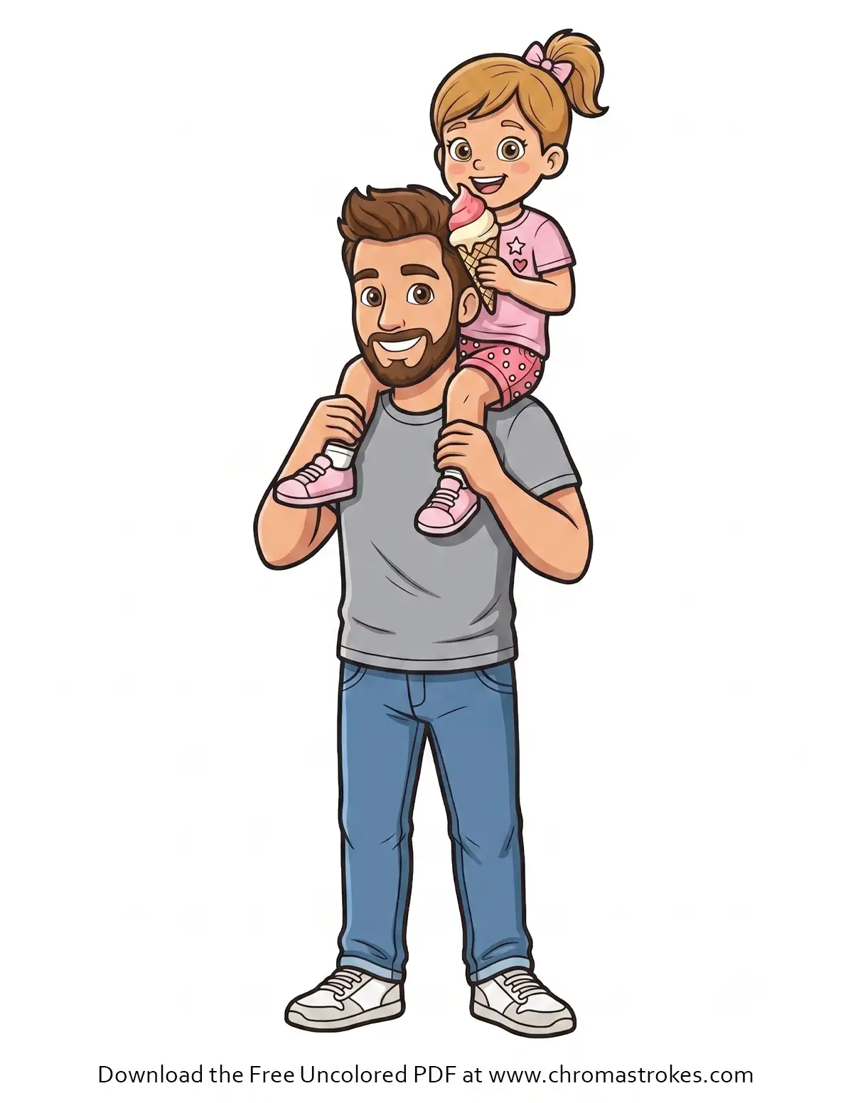 Father’s Day Coloring Page: Dad & Daughter Piggyback Ride