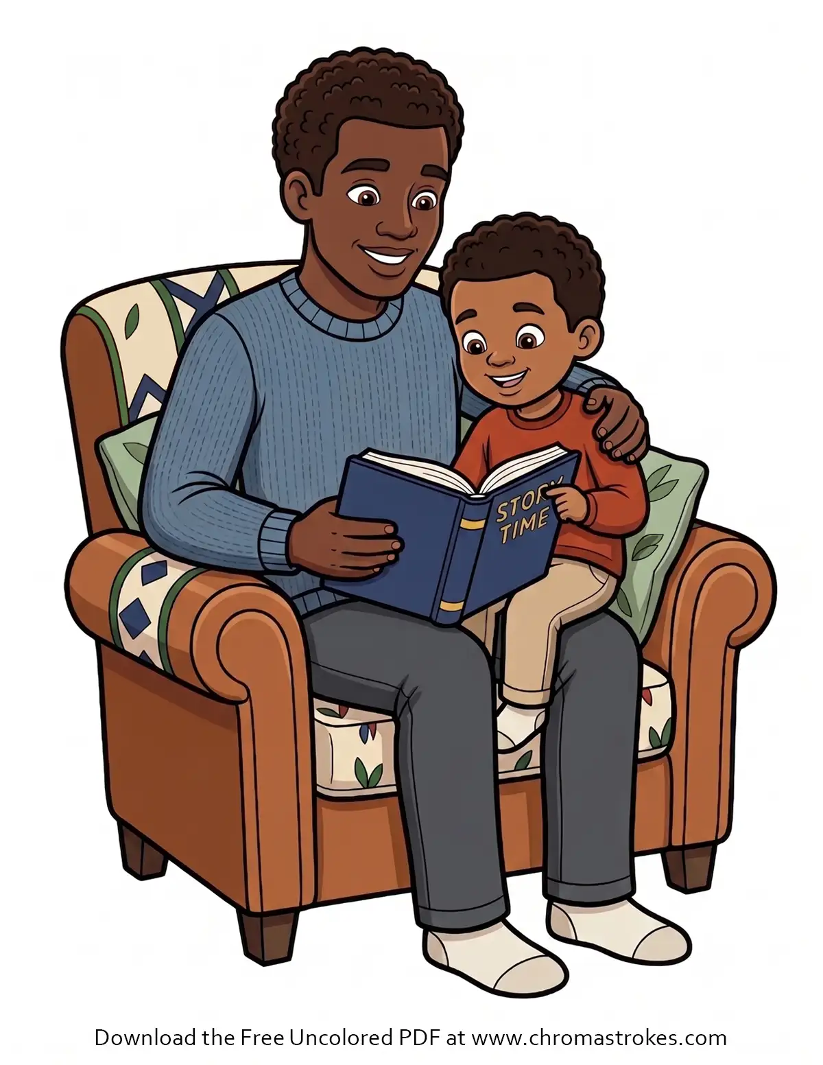 Father’s Day Coloring Page: Reading Together