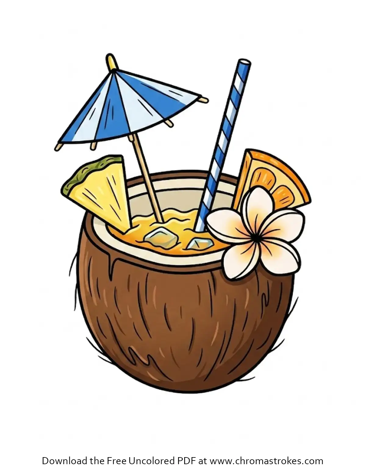 Tropical Coconut Drink Coloring Page