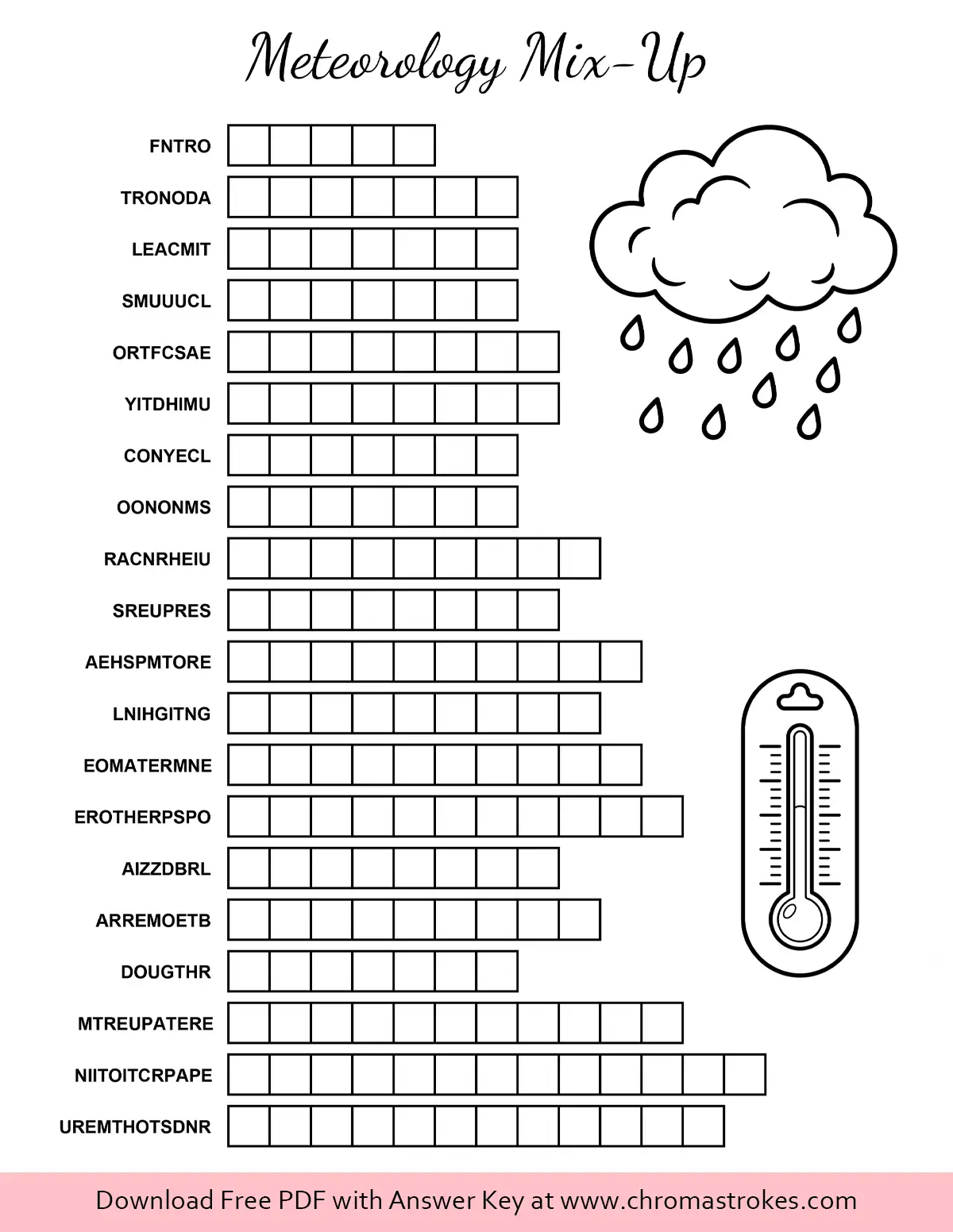 6th Grade Weather Activity Sheet