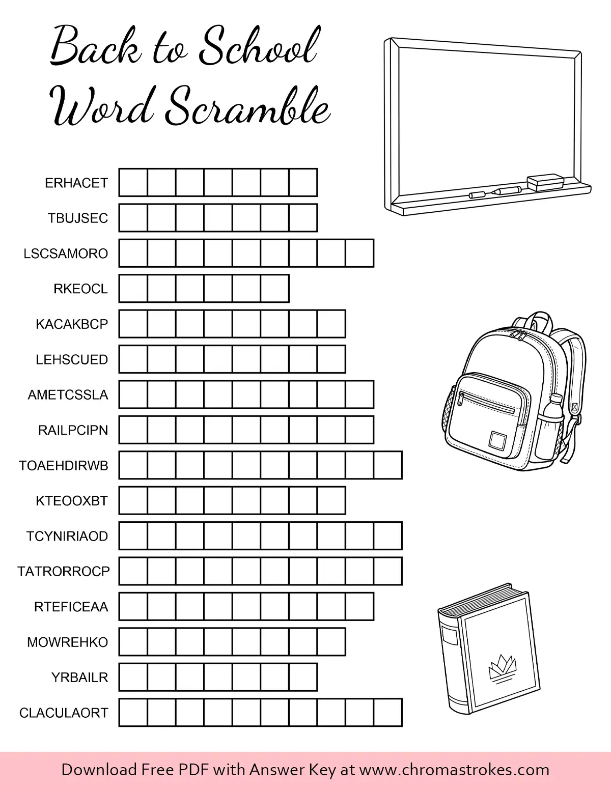 Back to School Word Scramble