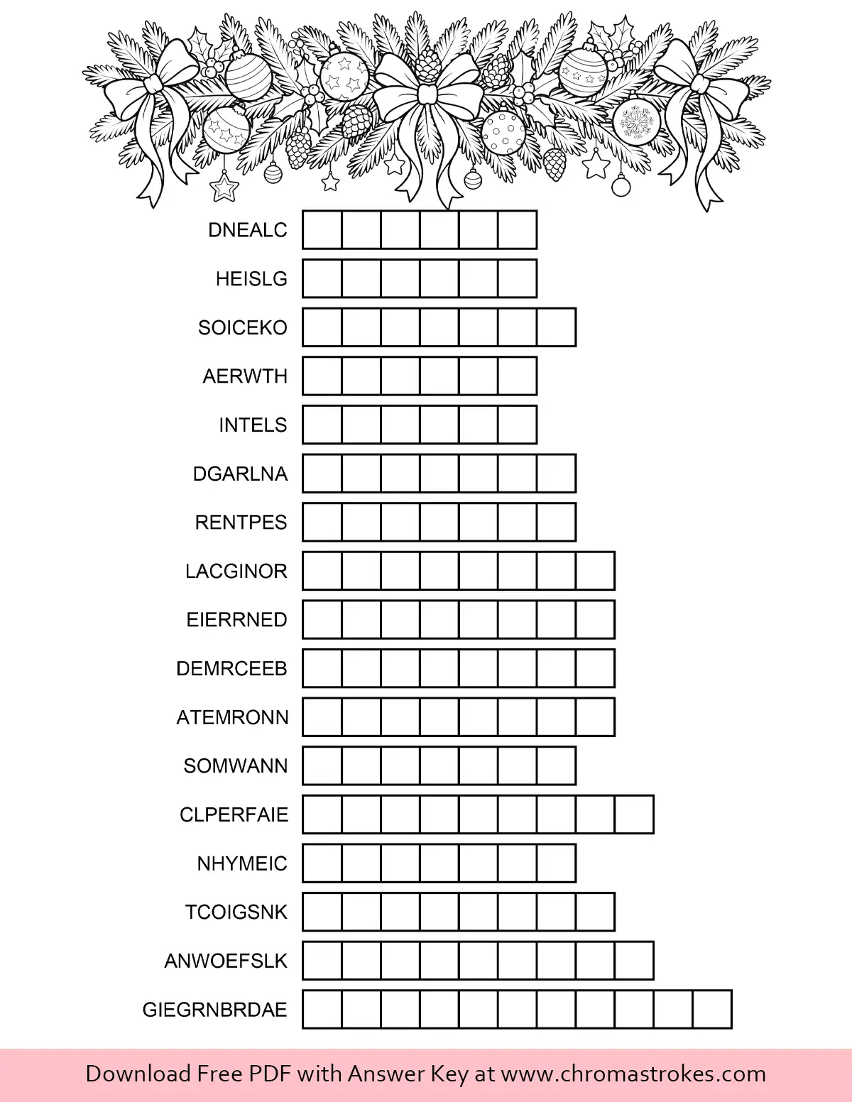 Christmas Scramble Game for Kids Ages 9–12