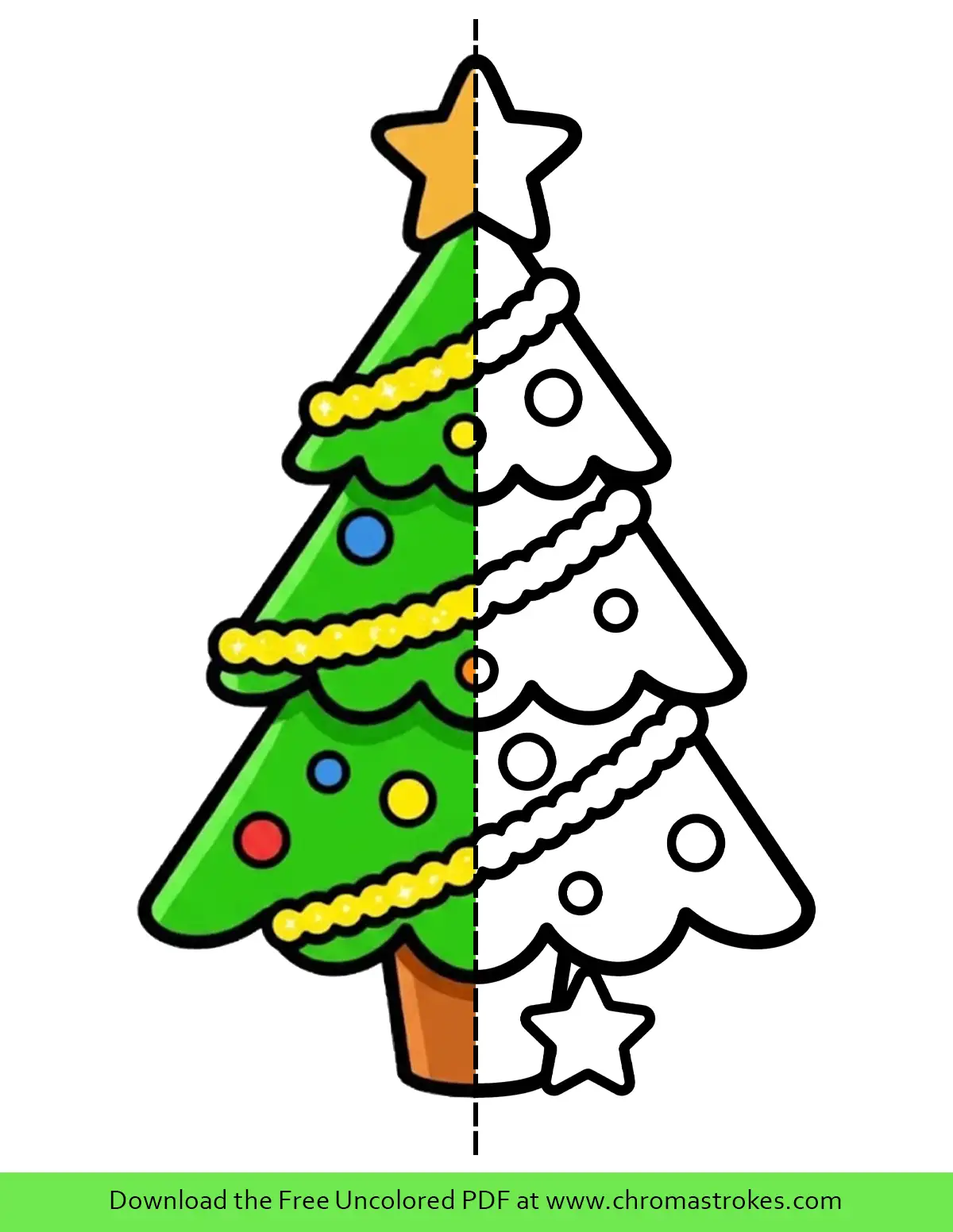 Easy Christmas Tree Coloring Page for Toddlers